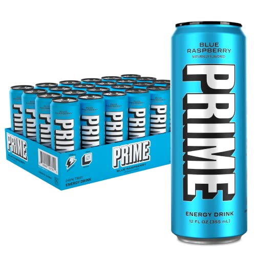 PRIME Energy BLUE RASPBERRY | Zero Sugar Energy Drink | Preworkout Energy | 200mg Caffeine with 300mg of Electrolytes and Coconut Water for Hydration| Vegan | Gluten Free |12 Fluid Ounce | 24 Pack