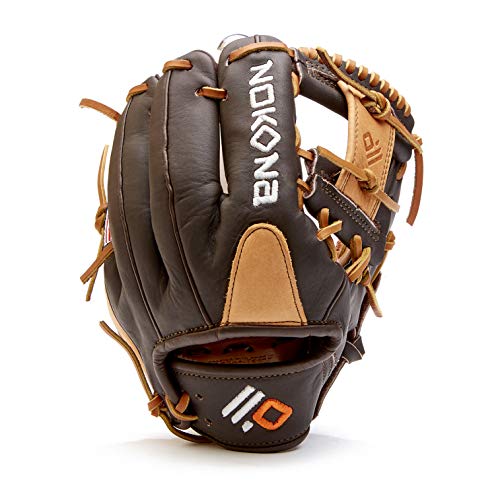 NOKONA S-100 Handcrafted Alpha Baseball and Softball Glove - Right Hand Throw, I-Web for Infield and Outfield Positions, Youth Age 10 and Under 10.5 Inch Mitt, Made in The USA