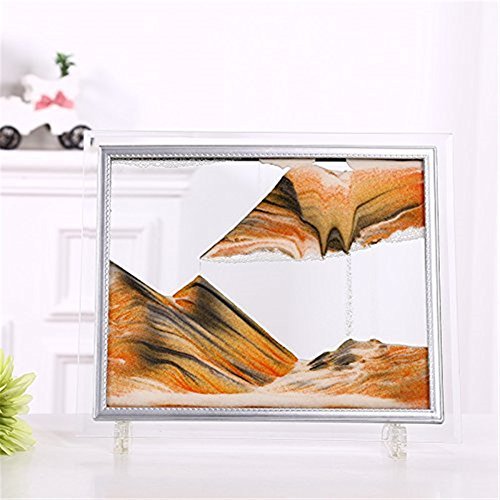 PROW Glass Frame Moving Sand Sculpture Dynamic Sand Picture Abstract Scenery Sand Image Hourglass Desktop Art Gift - Yellow Sand