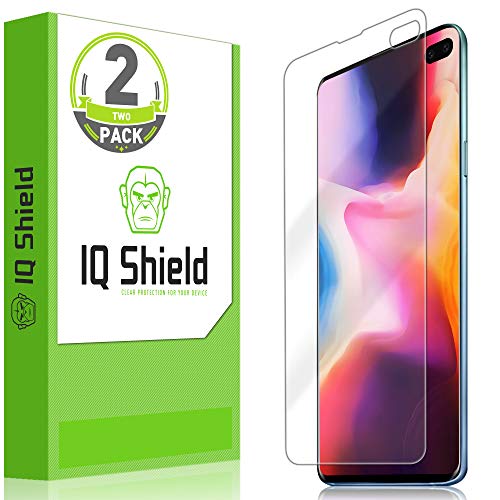 IQShield Screen Protector Compatible with Galaxy S10 Plus 6.4 inch (2-Pack)(Max Coverage) Anti-Bubble Clear TPU Film (NOT Compatible with Verizon S10 5G 6.7)