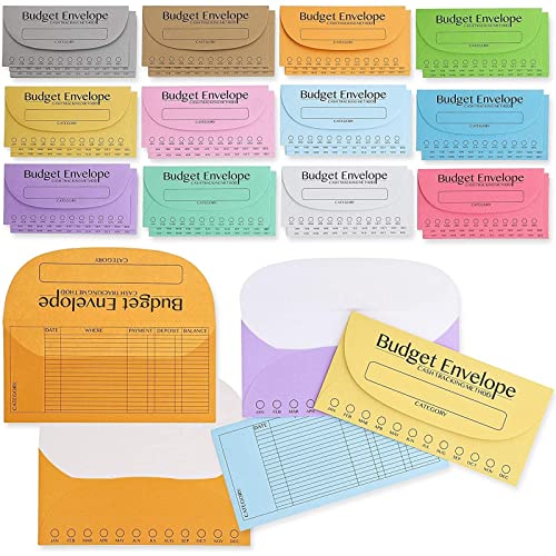 Juvale 96 Pack Bulk Budget Envelopes for Cash System, Budgeting Tracker Binder, Money Saving Challenge, 12 Colors (6.5 x 3 In)