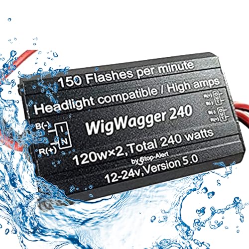 Stop-Alert WigWagger 240 Headlight Wig Wag Alternating Flasher Electronic Relay LED Xenon Halogen HID Incandescent - Emergency Police Ambulance Trucks 10 AMP 240W 12-24V 150 FPM