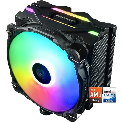 Enermax ETS-F40 A-RGB CPU Air Cooler Black - 140mm PWM Fan, 4 Copper Direct Heat Pipes, 200W+ TDP for Intel LGA1700/AMD AM5