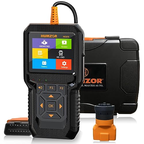 HUMZOR NC610 OBD2 Scanner，Car/Heavy Duty Truck Scanner Car Code Reader Diesel Diagnostic Tool, Full OBDII Function - 2 in 1 Auto & Truck Engine Light Clear Check Fault Diagnostic Scan Tool.