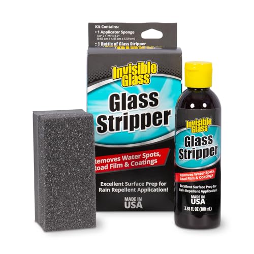 Invisible Glass 91411 3.38-Ounce Glass Stripper Water Spot Remover Kit Eliminates Coatings, Waxes, Oils and More to Polish and Restore Automotive Glass , white