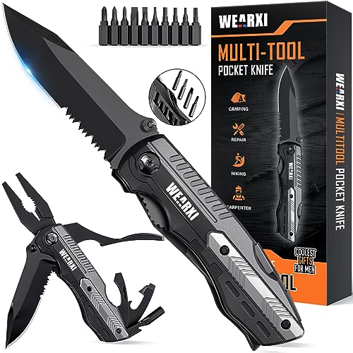 WEARXI Gifts for Men, Multitool Pocket Knife, Stocking Stuffers for Men, Mens Gifts for Christmas, Mens Stocking Stuffers for Adults, Gifts for Men Who Have Everything, Cool Gadgets for Men Dad Gifts