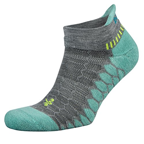 Balega Silver Compression Fit Performance No Show Athletic Running Socks for Men and Women (1 Pair), Midgrey/Aqua, Medium