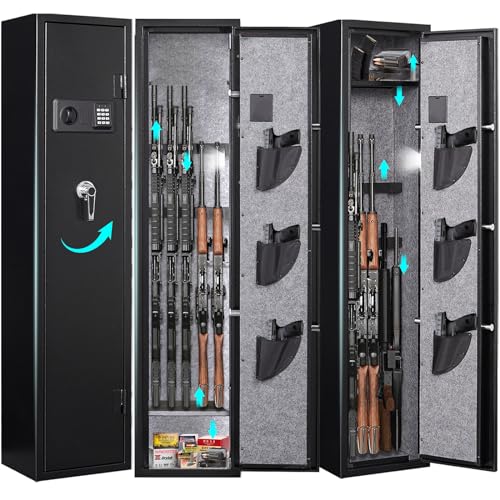 Fandon 6-5 Gun Safe,Gun Safes for Home Rifle and Pistols, Quick Access Rifle Safe,Gun Safes for Home Rifle and Shotguns with Adjustable Dividers & Racks, Dual Alarms & Silent Mode