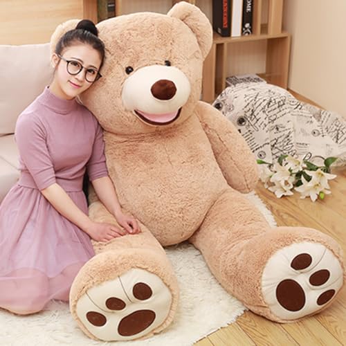 DOLDOA 52' Big Teddy Bear Stuffed Animals with Footprints Plush Toy for Girlfriend (Light Brown)