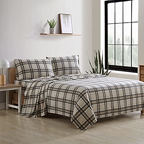 Eddie Bauer - Queen Sheets, Cotton Flannel Bedding Set, Brushed for Extra Softness, Cozy Home Decor (Edgewood Plaid, Queen)