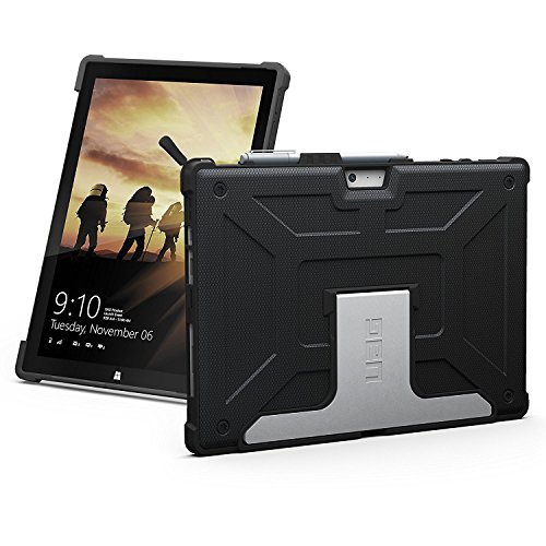 URBAN ARMOR GEAR UAG Designed for Microsoft Surface Pro 7 Plus, Pro 7, Pro 6, Pro 5th Gen (2017) (LTE), Pro 4 Feather-Light Rugged [Black] Aluminum Stand Military Drop Tested Case