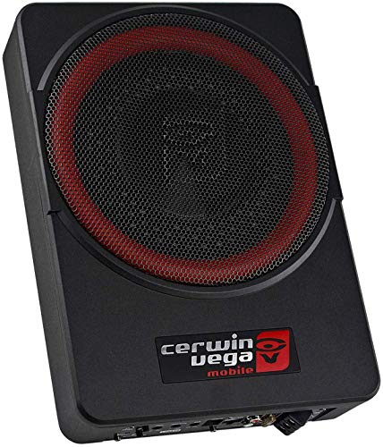 Cerwin Vega VPAS10V2 10' 550W Max / 200W RMS Low Profile Active Powered Subwoofer with Built in Amplifier Module for Working with All Vehicles