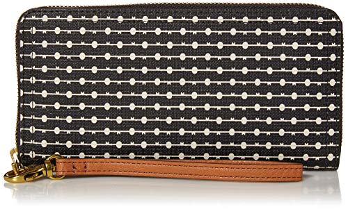 Fossil Women's Logan Leather RFID-Blocking Zip Around Clutch Wallet with Wristlet Strap