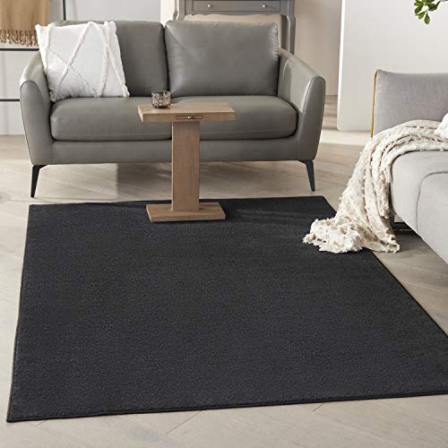 Nourison Essentials Indoor/Outdoor Black 6' x 9' Area Rug, Easy Cleaning, Non Shedding, Bed Room, Living Room, Dining Room, Backyard, Deck, Patio (6x9)