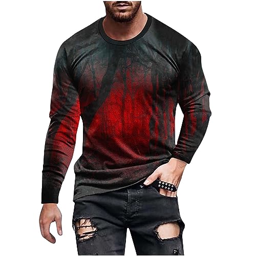 Mens Novelty Shirts Funny Long Sleeve T-Shirts Crew Neck Slim Pullover Athletic Sports Sweatshirt Lightweight Blouse Top De Tubo Marrón Black Christmas Friday Deals