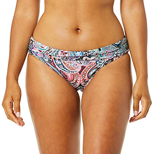 La Blanca Women's Shirred Band Hipster Bikini Swimsuit Bottom Swimwear, Swirlin Around, 14