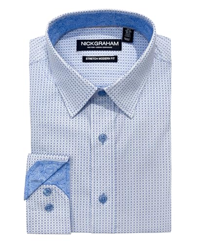Nick Graham Men's Arrow & Target Dress Shirt, Light Blue/White