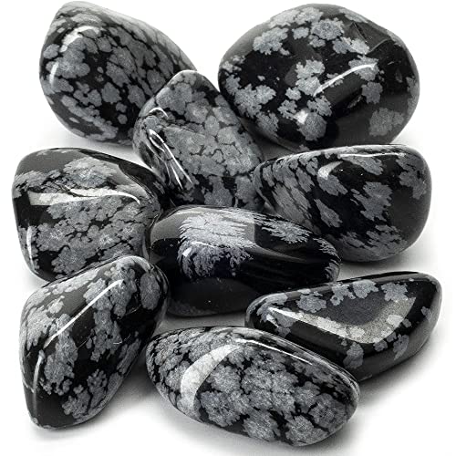 KALIFANO Tumbled Snowflake Obsidian Bundle (300+ Carats) - AAA+ Jewelry Grade Reiki Crystals Used for Peace and Balance - Piedras Caidas for Wicca/Healing - Information Card Included (Family Owned)