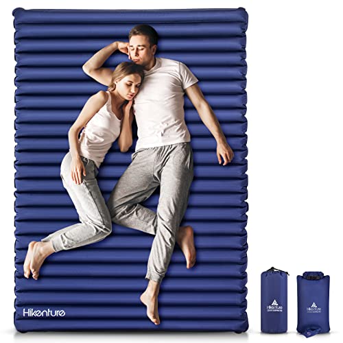 Hikenture Double Sleeping Pad,Extra Thick 3.75in Camping Mattress 2 Person,Queen Size Inflatable Air Mat,Lightweight and Compact,for Backpacking,Car Camping,Hiking,Tent,Cot(Navy Pumpsack)