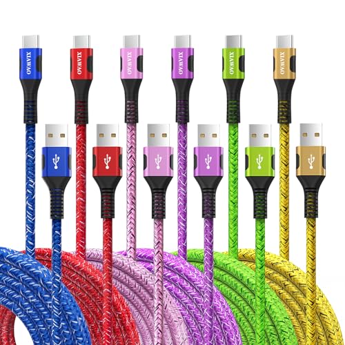 USB C Cable (10ft 6ft, 6-Pack), Type C Charger Fast Charging, USB A to USB C Cable Compatible with Samsung Galaxy S20 S10 S9 S8 Note 10 Note 9 Note 8 A20 A50 A51 A71 Moto G Stylus