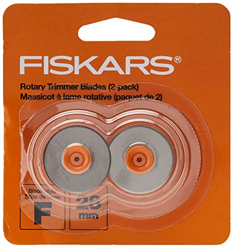 Fiskars 28mm Replacement Rotary Cutter Blades (2-Pack) - Style F - Compatible with Fiskars 28mm Rotary Paper Cutters