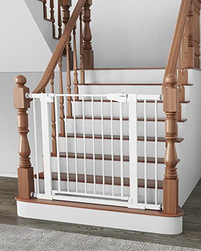 Mom's Choice Awards Winner-Cumbor 29.7'-40.6' Baby Gate for Stairs, Dog Gate for Doorways, Pressure Mounted Self Closing Pet Gates for Dogs Indoor, Durable Safety Child Gate with Easy Walk Thru Door