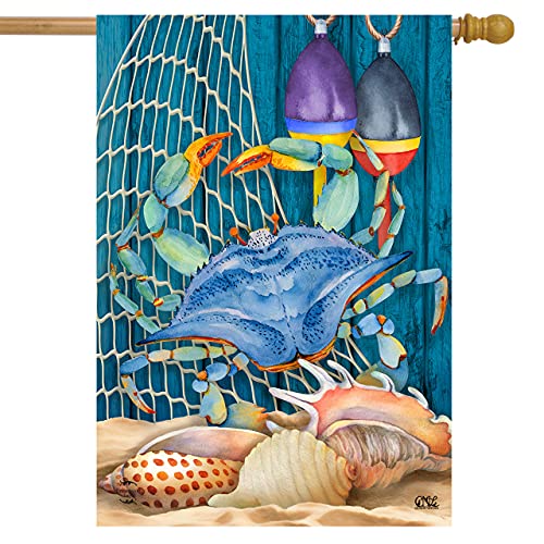 Briarwood Lane Crab Walk Summer House Flag Nautical 28 x 40