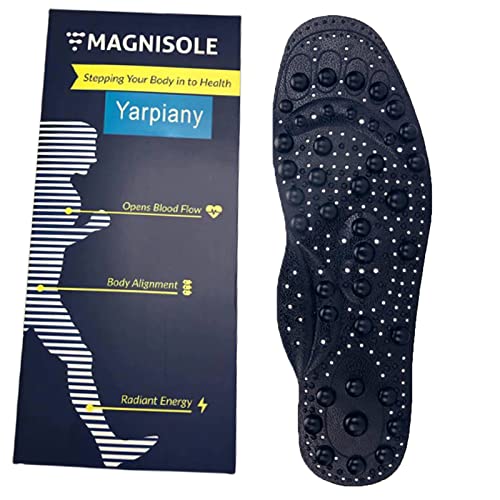 Yarpiany Magnetic Reflexology Insoles Foot Massager Shoe-Pad Magnetic Insoles for Shoes Men and Women (68 Magnets), Black, Black - Female/9.84 Inch