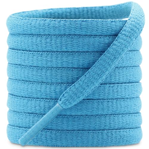 DELELE 2 Pair Oval Shoes Laces Half Round 1/4' Athletic Shoelaces Shoe Strings Light Lake Blue -63'