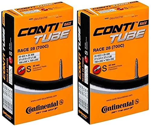 Continental Race 28 700x20-25c Bicycle Inner Tubes - 42mm Long Presta Valve - 2 Pack