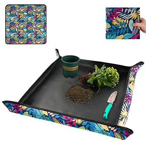 Waterproof Potting Mat for Indoor Plant Transplanting and Dirt Control, Gardening Gifts for Women, Birthday Gifts for Plant Lovers, Thick Foldable Repotting Mat Succulent Gardening Mat 29.5'x29.5'