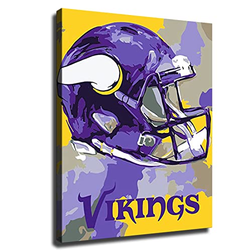 Minnesota City Vikings American Football Poster Sports Pattern Canvas Wall Art Printed Pattern Artwork Home Decor Painting (No Framed,16x20inch)