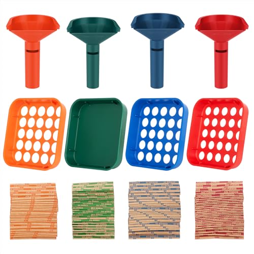 Coin Counters & Coin Sorters - 4 Color Coded Coin Sorting Tray and Coin Counting Tubes Bundle with 100PCS Coin Wrappers Assorted