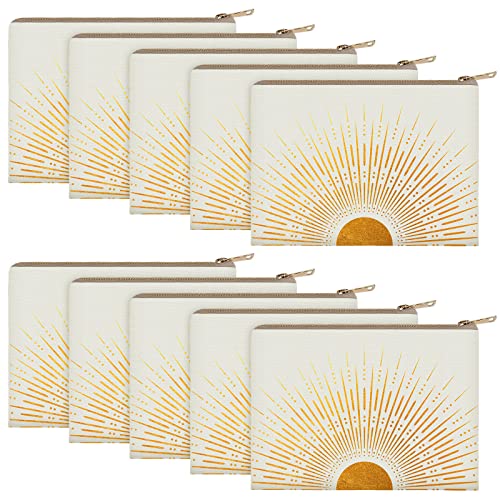 10 Pcs Sunshine Ray Makeup Bag Boho Cosmetic Bag Makeup Pouch Zipper Make up Bag for Your Purse Small Cosmetic Pouch Travel Accessory Pouch Cute Zipper Pouch Makeup Organizer for Women Girls Travel