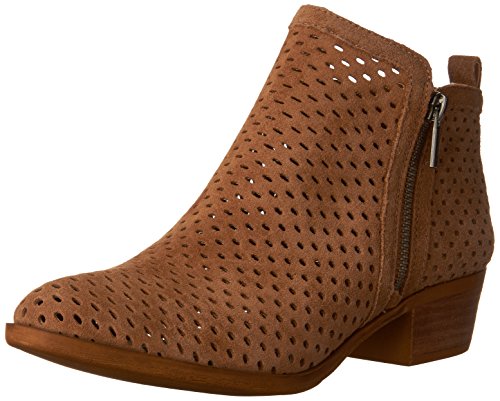 Lucky Brand Basel3 Sesame Suede Side Zip Perforated Leather Block Heel Bootie (Toffee Perf, 8)