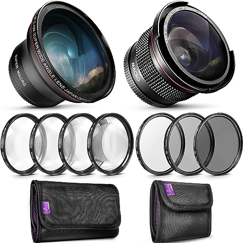 58mm Altura Photo Professional Accessory Kit for Canon EOS Rebel T8i T7i T7 T6i T6 SL3 DSLR – Wide Angle & Fisheye Lens, Filter Kit (Macro Close-Up Set, UV, CPL, ND4) & More Accessories