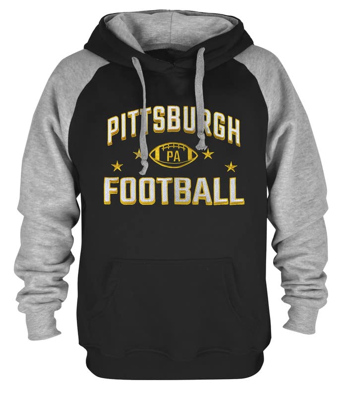 CLORPEAK Mens Pittsburgh City Fully Embroidery Soft Classic Pullover Sweatshirt Hoodie - Black#2 L