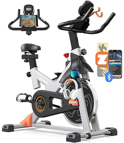 pooboo Exercise Bike, Adjustable Magnetic Resistance Silent Belt Drive, Indoor Cycling Bike for Home Cardio Gym, Fitness Stationary Bike Machine with 350lbs/300lbs Weight Capacity, Monitor with Pulse & Ipad Mount &Upgraded Version Seat