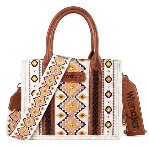 Wrangler Purse for Women Boho Aztec Tote Bag Hobo Shoulder Top Handle Handbags with Wide Guitar Strap Fall Collection Christmas Gift XY6 WG2202-8120SCF
