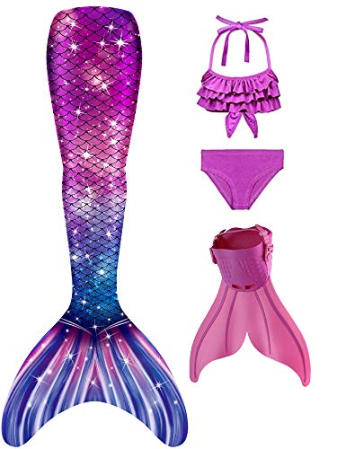 Superband Mermaid Tails with Mono Fin Sparkle Mermaid Swimsuit for Kids Girls Boys,5-6 Years