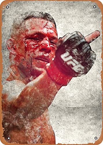 Ysirseu Nate Diaz Metal Tin Sign 8 x 12 in Fighter Poster Vintage Poster Man Cave Decorative