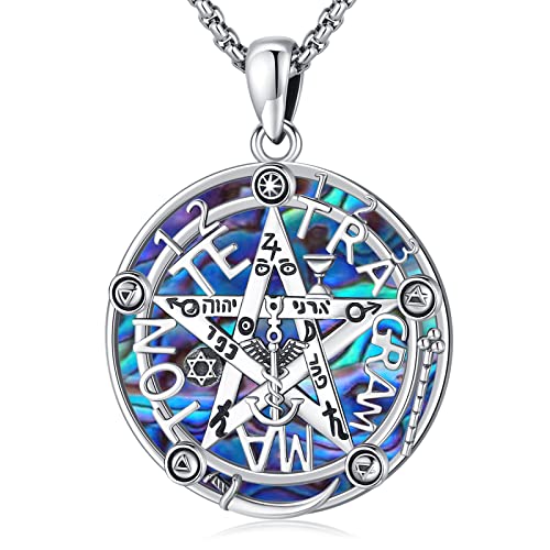 Tetragrammaton talisman 925 Sterling Silver tetragrammaton jewelry for women Pentagram protection pentacle pendant set star Tetragrammaton grande medalla de tetragrammaton amuleto de proteccion dije de tetragrammaton estrella de plata para mujer amulet tetragramaton charm de plata 925 pentagram necklace for men abalone collar de tetragrammaton medal 954 plata prosteel tetragrammaton ritual