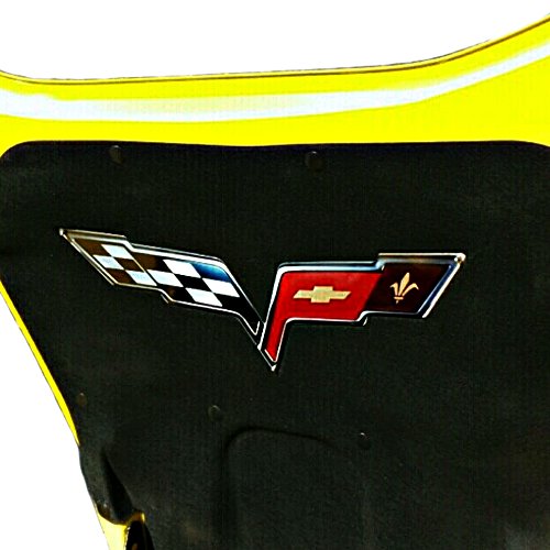 C6 Corvette Crossed Flag Metal Underhood Emblem Fits: All 2005 Through 2013 Corvettes Except The ZR1