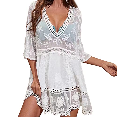 JOYORUN Swimsuit Cover Up for Women Bikini Beachwear Bathing Suit Beach Dress (White)