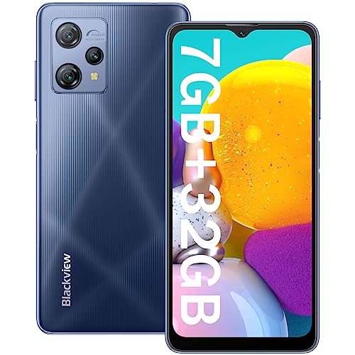 Blackview Unlocked Phones A53,7GB+32GB 1TB TF,5080 mAh Battery+OTG,Android 12, 6.52 inch HD+,4G Dual SIM,Face ID,GPS,12MP Camera,Android Phone Unlocked Smartphone|Black