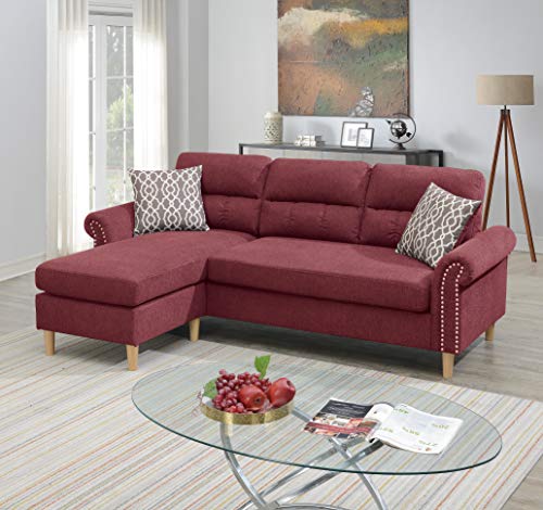 Poundex 2 Piece Reversible Sectional, Paprika Red