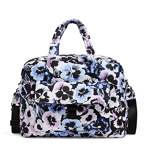 Vera Bradley Women's Cotton Utility Travel Bag, Plum Pansies - Recycled Cotton, One Size
