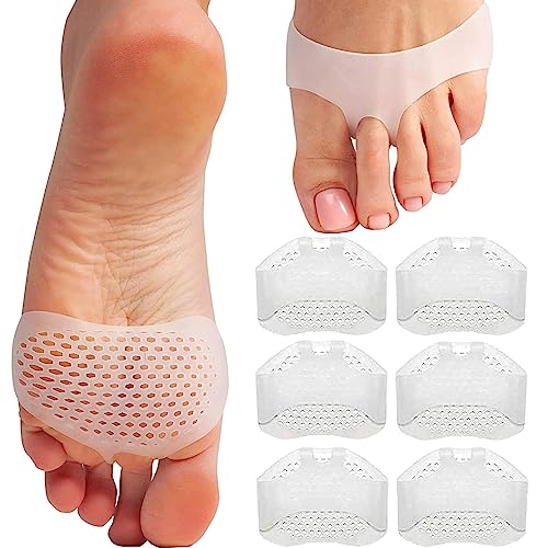 Metatarsal Pads Ball of Foot Cushions - Metatarsal Pads for Women and Men - Soft Gel Foot Pads Metatarsal Foot Forefoot Cushioning Foot Pain Relief -Bunion Corrector Cushion,Soft & Breathable-6 Pieces