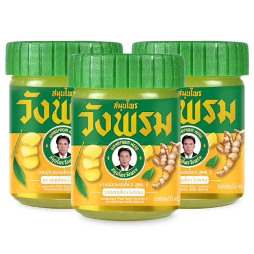 Wang Prom Herbal Balm-Pain Relief Balm for Muscles, Joints, and Whole Body- Soothes, Aches and Pains 50g (Pack of 3) (Yellow)