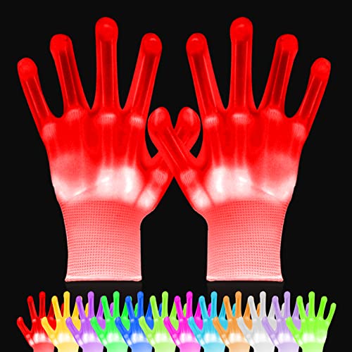 VICSPORT Cool Toys LED Gloves 12 Color Changeable Lights Halloween Costumes Light Up Gloves Cool Fun Gifts Stocking Stuffers for Chrismas Halloween Light up Shows Dance Carnival Party Props